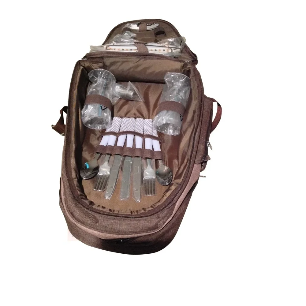 Yonovo Picnic Backpack for 2 Brown Tan Insulated Outdoor Set NEW